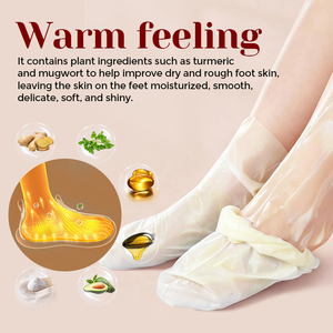 Masque en tissu apaisant et hydratant pour les pieds, marque privée, masques nourrissants pour les mains et les pieds au gingembre, chaussons chauffants - Product Image 5