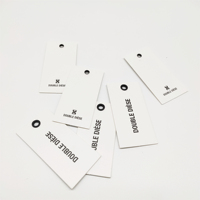 Étiquettes volantes personnalisées avec œillets métalliques noirs, étiquettes à double suspension, en papier revêtu blanc, pour vêtement, idée cadeau, pièces