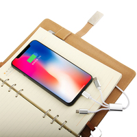 Agenda Kulit PU A5 Jahitan Saddle Stitch dengan USB, Power Bank 12000mAh, Klip Pengatur, Pengisi Daya iPad, Hadiah Notebook, Promo Panas 2021