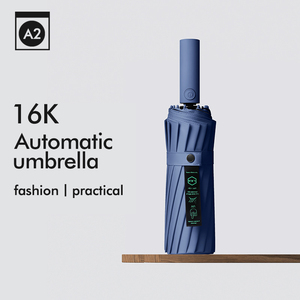 Parapluie pliant entièrement automatique grand et robuste à 16 baleines, pour hommes et femmes, parapluie de luxe pour hommes d'affaires, résistant au vent - Product Image 2