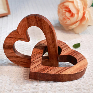 Decoración de corazón entrelazado de madera maciza hecha a mano romántica-Juego de fichas de amor para regalos de San Valentín aniversarios de boda - Product Image 6