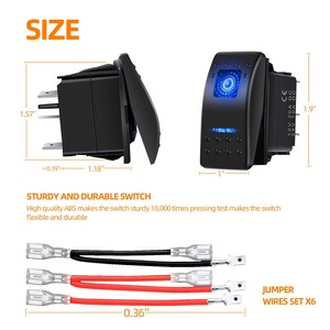 WLETO Interrupteur à bascule 1 voie éclairé par LED, étanche IP56, 20A 24V, panneau de commande 4 broches pour voiture et marine - Product Image 3