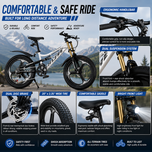 Vélo de montagne pour enfants de 20, 22 et <span class=keywords><strong>24</strong></span> <span class=keywords><strong>pouces</strong></span>, double suspension, 6 vitesses, frein à disque, pneus larges, pour garçons et filles, fabricant OEM - Product Image 3