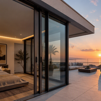 Porte coulissante de terrasse en aluminium à rupture de pont thermique certifiée NFRC de qualité supérieure pour villa résidentielle moderne, design écoénergétique