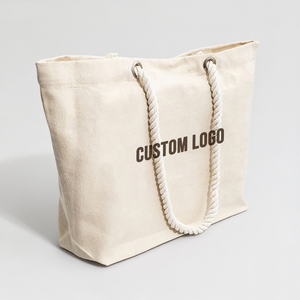 Custom Logo <strong>Printed</strong> Personalised Oversize White Canvas Beach <strong>Tote</strong> <strong>Bag</strong> Natural Color Rope Handle Large Beach <strong>Tote</strong> <strong>Bag</strong> - Product Image 1