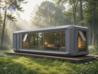 Maison capsule spatiale préfabriquée avec coque en aluminium imperméable et murs isolés pour hôtel, villa et complexe hôtelier