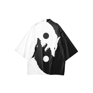 Traje Tradicional Asiático, Kimono Haori con Diseño de Lobo Yin Yang para Hombre y <span class=keywords><strong>Mujer</strong></span>, Yukata, Cárdigan Harajuku, Camisa Estilo <span class=keywords><strong>Samurai</strong></span> Japonés - Product Image 1