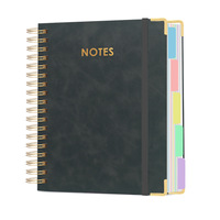 Carnet à spirale métallique B5 académique avec couverture changeante de couleur, intercalaires, 300 pages, pour études universitaires, échantillon de marque privée transfrontalier