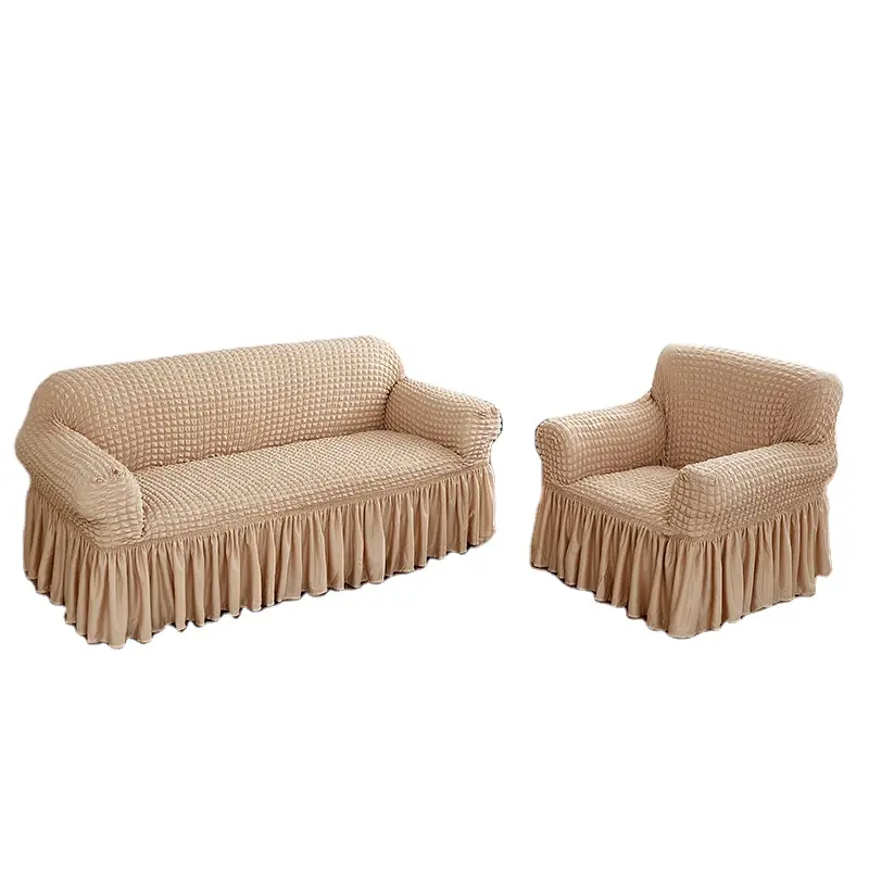 Desain Baru Sarung Sandaran Tangan Sofa Elastis Tinggi Kisi Gelembung Poliester Tenun dengan Jatuh