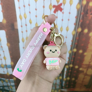 10*5*3cm Cute Sitting Bear Silicone Keychain,Color Animal Doll Bag Charm Ins Hanging <b>Ornament</b> for Backpack Car <b>Couple</b> Gift - Product Image 3