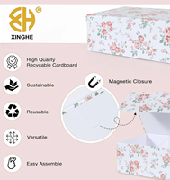 Boîte Cadeau Écologique Biodégradable à Motif Floral Rose avec Couvercles Magnétiques 2mm, Grandes Boîtes de Proposition pour Demoiselles d'Honneur 13.8x8.3x4.4 Rectangulaires pour Mariage