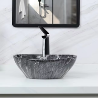 Vasque ovale en céramique de porcelaine blanche, design artistique, pour comptoir de salle de bain, avec bonde escamotable
