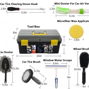 Ensemble d'outils de <span class=keywords><strong>nettoyage</strong></span> de <span class=keywords><strong>voiture</strong></span> en tissu Chiyu MC104, 15 pièces, kit de <span class=keywords><strong>nettoyage</strong></span> de surface de peinture des roues intérieures avec boîte à outils de rangement - Product Image 4