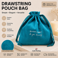 Grand sac de rangement en velours noir pour extensions capillaires, pochette d'emballage pour perruques avec logo personnalisé, sac à double cordon pour mèches de cheveux vierges