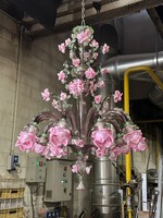 Lustre en verre de Murano rose et vert fait à la main, décoration élégante et luxueuse pour hôtel, maison, salon