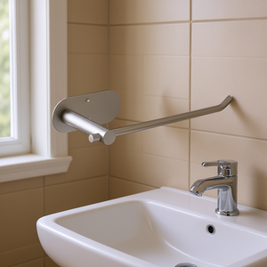 Porte-serviettes en acier inoxydable à fixation murale, design moderne, utilisation en salle de bain, installation autocollante - Product Image 2