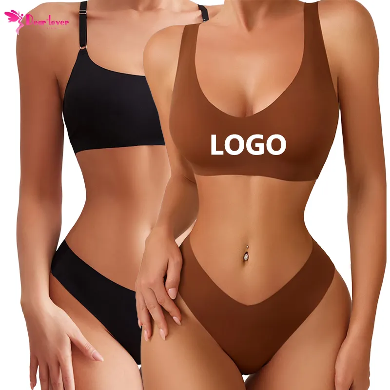 Dear-Lover Private Label Custom Logo OEM ODM Manufacturer High Quality Women Bra And Panty Set Black Custom Lingerie Set