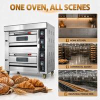 Four à sole électrique commercial HGB-202D en acier inoxydable industriel, équipement de boulangerie avec thermostat réglable et base mobile pour le pain