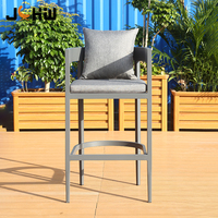 Meubles de bar et de restaurant modernes sur mesure pour terrasse, table et chaise de bar en métal et aluminium, tabouret de bar haut avec dossier pour piscine et plage