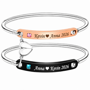 Bracciale Magnetico Abbinato per Lui e Lei Uloveido, con Zirconia Cubica e Acciaio Inossidabile Nero e Oro Rosa - Product Image 1
