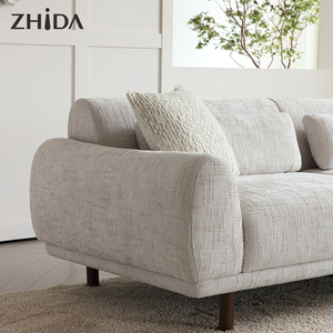 Designer italiano stile minimalista crema di sale marino <span class=keywords><strong>grande</strong></span> divano piatto curvo in tessuto irregolare combinazione di soggiorno - Product Image 5