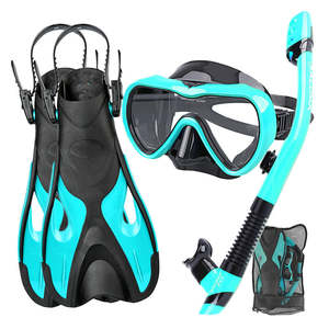 Gafas de natación impermeables y juego de esnórquel con máscara de buceo antiniebla ajustable para buceo y deportes acuáticos plegable - Product Image 2