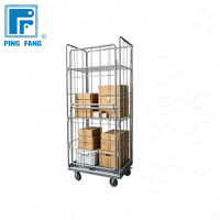 Chariot pliable en treillis métallique avec roulettes pivotantes pour le stockage en supermarché et commerce de détail