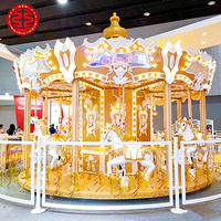 Cheval de carrousel pleine grandeur à vendre Mini carrousel rotatif 7m pour terrain de jeu Carrousel vertical automatique sur remorque