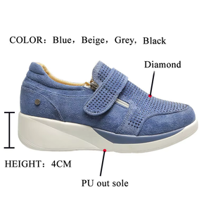Vente en gros de chaussures de marche à talon compensé en maille et strass pour femmes baskets à paillettes respirantes et à enfiler - Product Image 2