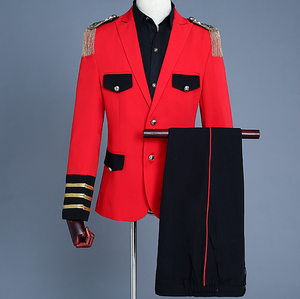 Custom Jacquard Blue Collar Tuxedo el maestro de ceremonias tomar en traje de dos piezas - Product Image 1