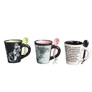 แก้วเซรามิกเป็นมิตรกับสิ่งแวดล้อมทันสมัยพร้อมช้อนถ้วยกาแฟลายพอร์ซเลนพิมพ์ลายปรับแต่งได้ของขวัญกระดาษลอกลาย - Product Image 1