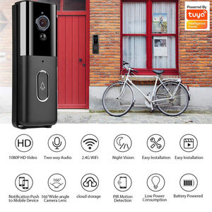 Sonnette vidéo intelligente Tuya Wifi IP 1080P haute définition avec interphone bidirectionnel pour maison connectée, compatible Google et Alexa - Product Image 5