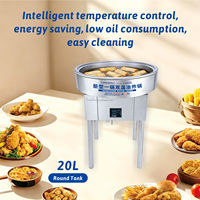 Friteuse électrique ronde en acier inoxydable Hansu 20L avec robinet de vidange d'huile, élément chauffant 6KW pour restaurant, restauration et usage domestique