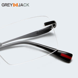 Lunettes carrées sans monture Greyjack pour hommes, monture en métal, verres en ac, style professionnel confortable - Product Image 1