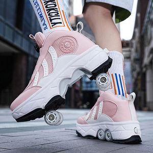 ZHOYA Nuevo Stock <span class=keywords><strong>Patines</strong></span> de <span class=keywords><strong>Ruedas</strong></span> para Niños con Malla y Frenos en las Cuatro <span class=keywords><strong>Ruedas</strong></span>, <span class=keywords><strong>Patines</strong></span> Deformables, <span class=keywords><strong>Patines</strong></span> de Hielo, Zapatos Deportivos para Exteriores - Product Image 5