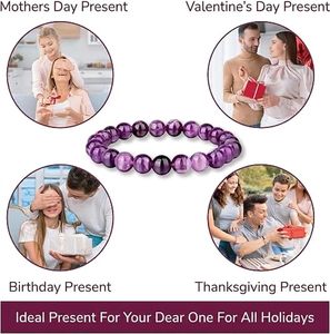 Bracelet en perles d'améthyste violette, bracelet en pierre de guérison Chakra Reiki, soulagement du stress, apaisement de l'humeur, bijoux en cristal spirituel, cadeau pour femme - Product Image 2