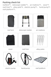Tente de toit de voiture noire pour le <span class=keywords><strong>camping</strong></span> en plein air, tente RTT en toile pour 3 à 4 personnes, matelas pneumatique <span class=keywords><strong>gonflable</strong></span> pour le <span class=keywords><strong>camping</strong></span> sur le toit - Product Image 6