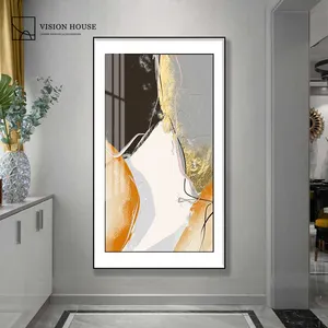 リビングルームの装飾抽象的なクリスタル磁器アート金箔壁ガラス絵画デザイン