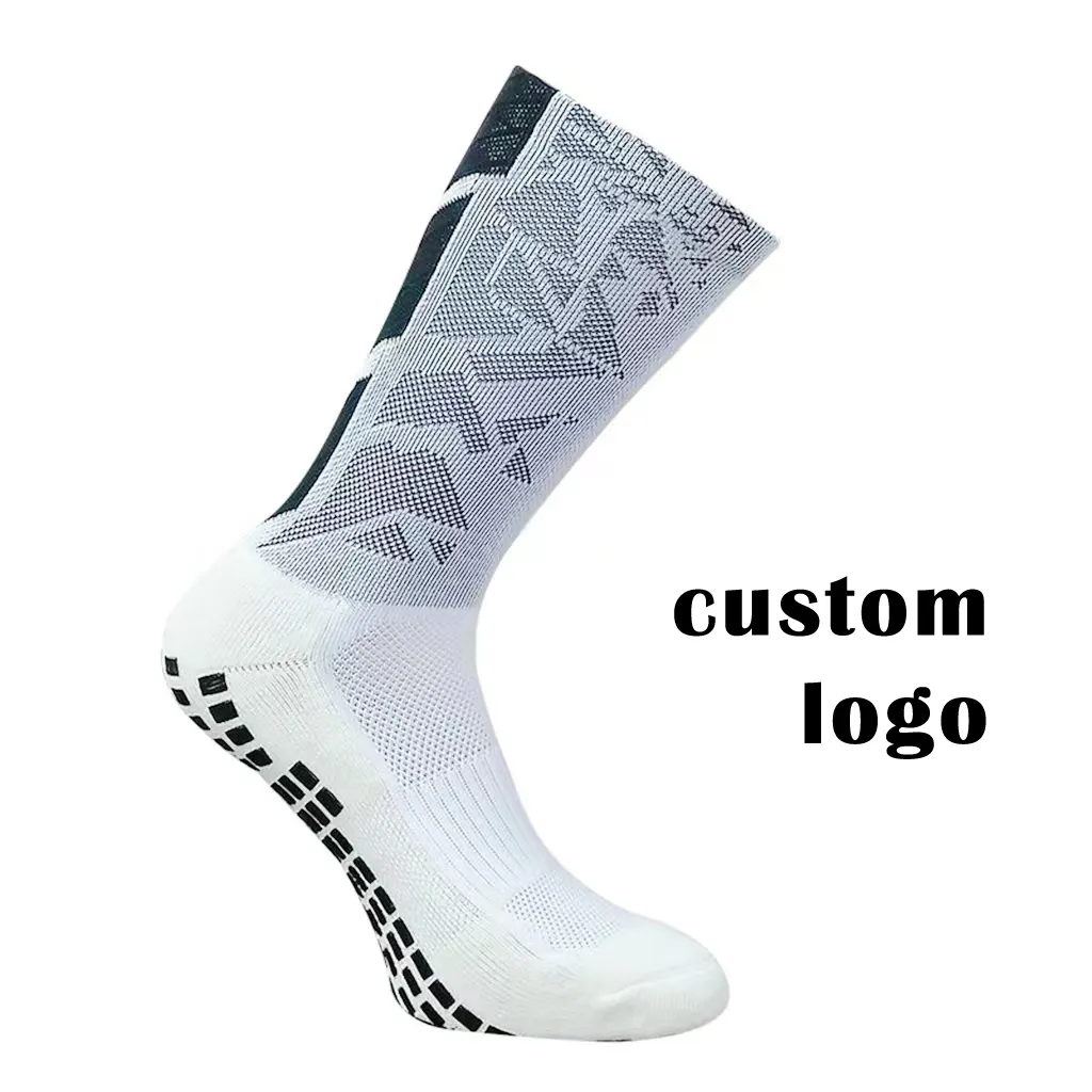 2023 Fashion High Quality Custom Logo Grip Socks Professional Athletic Mid Calf Crew Football Sport Soccer Anti Slip grip Socks