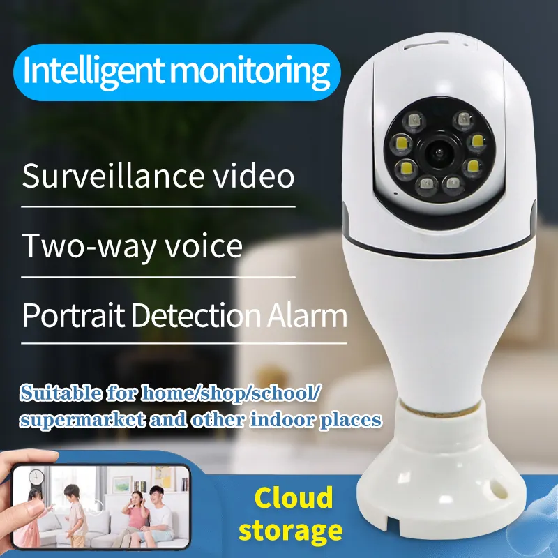 Smart Home Night VISION Bulb Camera Real Time Alarm Push Wireless IP Indoor Cloud Storage Front Smart Phone APP Remote View CMOS