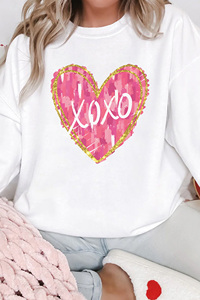 Dear-Lover <span class=keywords><strong>Felpa</strong></span> Grafica da <span class=keywords><strong>Donna</strong></span> con Stampa a Cuore e Glitter Xoxo, Vendita all'Ingrosso - Product Image 3