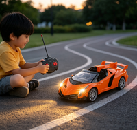 Voiture de sport RC à l'échelle 1:14, 4 canaux, avec lumière LED, batterie rechargeable, télécommande 27Mhz, voiture de course pour enfants, cadeau
