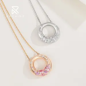 Rochime süße Donut-Halskette Silber 925 Zirkon Mode Schmuck Kette Halskette