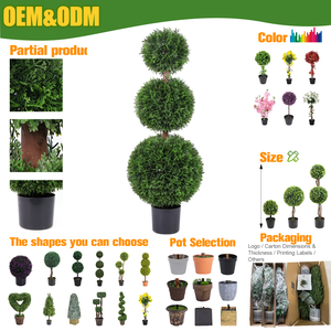 RUOPEI Arbre topiaire artificiel à triple sphère, fausse boule de cyprès <span class=keywords><strong>en</strong></span> <span class=keywords><strong>pot</strong></span>, résistant aux UV, pour la décoration de la maison, du jardin, du patio et de l'entrée - Product Image 2