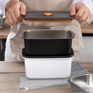 304 Stainless Steel Rectangular Food <b>Storage</b> Box Airtight Lid Travel <b>Kitchen</b> Container Classic Black Ivory White - Product Image 3