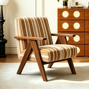 Poltrone Relax in Tessuto e Legno Dorato, Set di <span class=keywords><strong>Sedie</strong></span> di Lusso in Stile Nordico Moderno per Sala d'Attesa, Salotto e <span class=keywords><strong>Soggiorno</strong></span> - Product Image 2