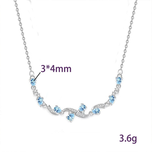 9 Fine Pave 3*4mm Pear Cut Natural Stone Leaf Chokers Necklaces 925 <b>Sterling</b> <b>Silver</b> White Gold Plated Jewel For Women - Product Image 6