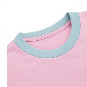 Nouveau T-shirt personnalisé 260G pour femme, col ras du cou avec surpiqûres contrastées, coupe ample et mignonne, manches courtes simples - Product Image 5