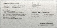 6AV7894-0BH30-0AC0 FS Ver. PC industriel AC IPC677C, ordinateur à panneau HMI, neuf et original