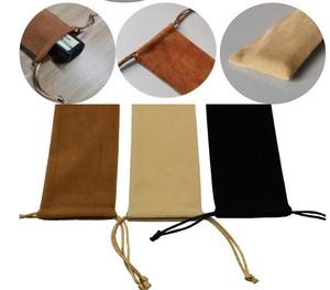 Guansen Grand sac de protection en velours pour éventail à cordon, 14.57X2.76 pouces, Housse en tissu noir pliable, Écologique, Motif écossais - Product Image 1